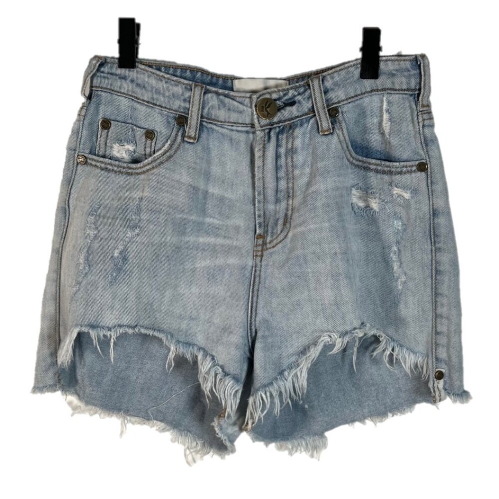One Teaspoon High Rise Distressed Denim Jean Shorts Size 24
